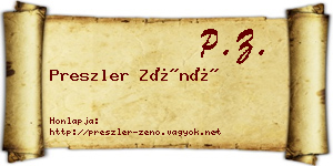 Preszler Zénó névjegykártya